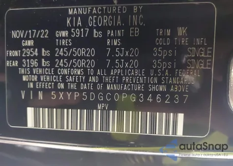 2023 Kia Telluride Sx Prestige X-Line from USA, damaged, VIN 5XYP5DGC0PG346237
